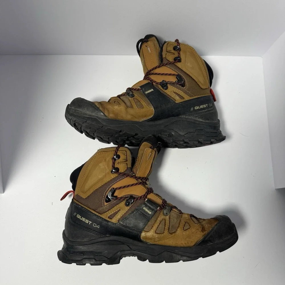 Salomon Quest 4 GTX Gore-Tex Hiking Boots Brown Black Men US 9 Waterproof 471564